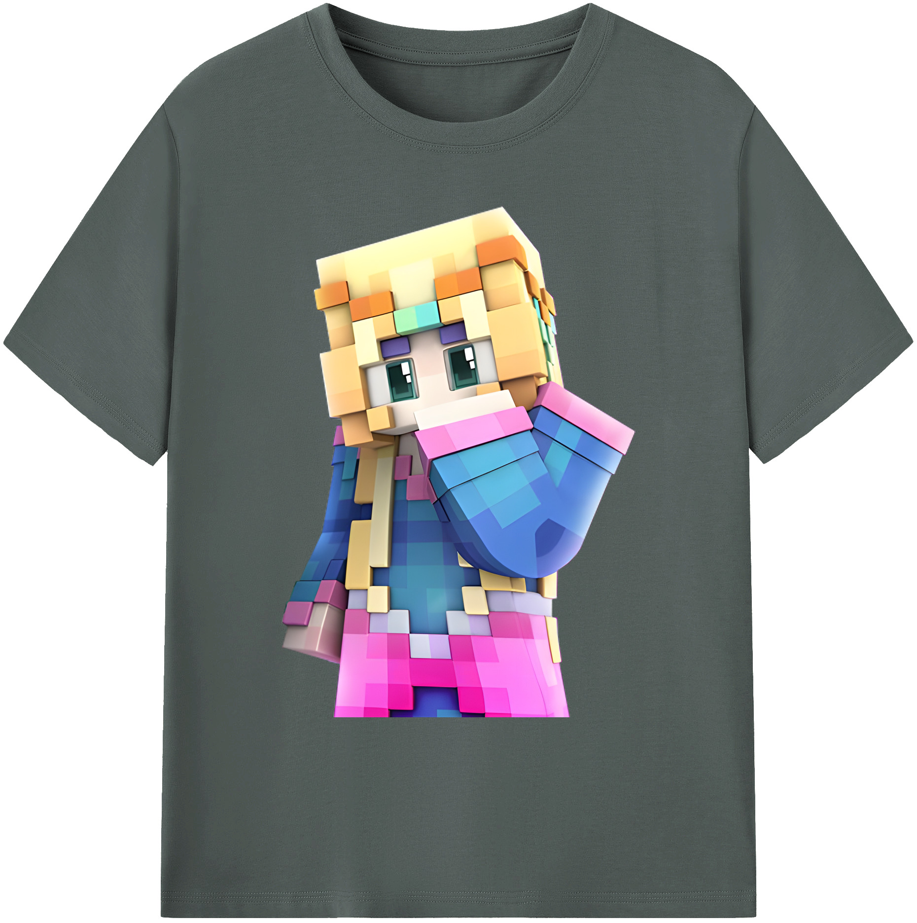 （画像用） マインクラフト ブロックの世界 Minecraft MC Block world 綿100％ メンズ半袖Tシャツ｜肌触りやわらか＆通気性